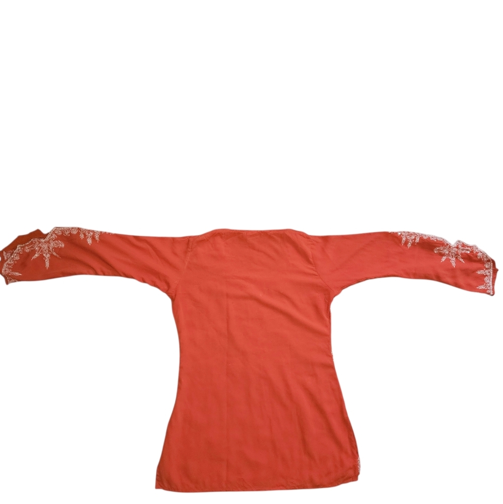 Vintage Y2K Miss Choosy Boho Embroidered Sequin Orange Tunic Long Sleeve Top - Picture 4 of 6
